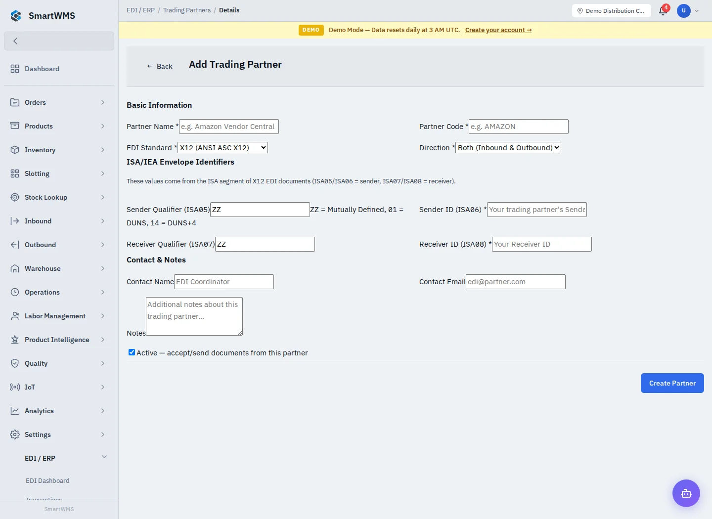 Trading Partners in the public demo account