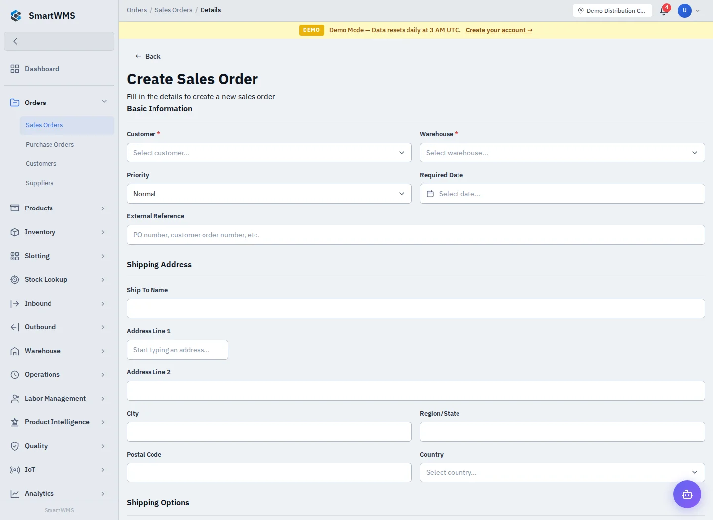 Sales Orders in the public demo account